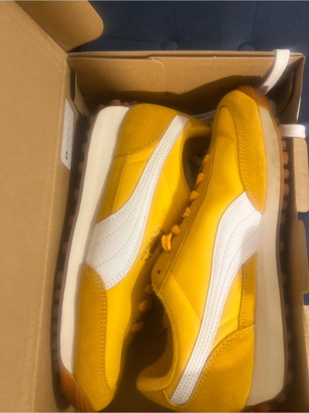 Puma Retro Yellow and White Classic Runner Sneakers